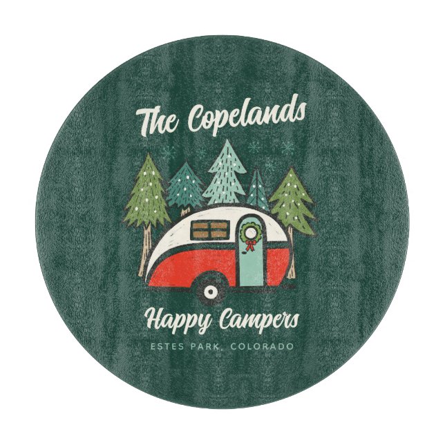 Personalised Happy Campers Christmas Cutting Board (Front)