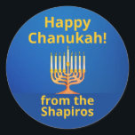 Personalised Happy Chanukah! Menorah Classic Round Sticker<br><div class="desc">Personalised Happy Chanukah! Menorah Classic Round Sticker</div>