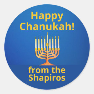 Personalised Happy Chanukah! Menorah Classic Round Sticker