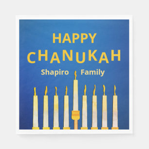 Personalised Happy Chanukah Menorah  Napkin