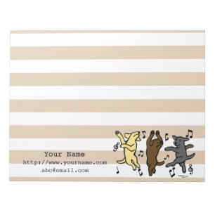 Personalised Happy Dancing Lab Trio Cartoon Notepad