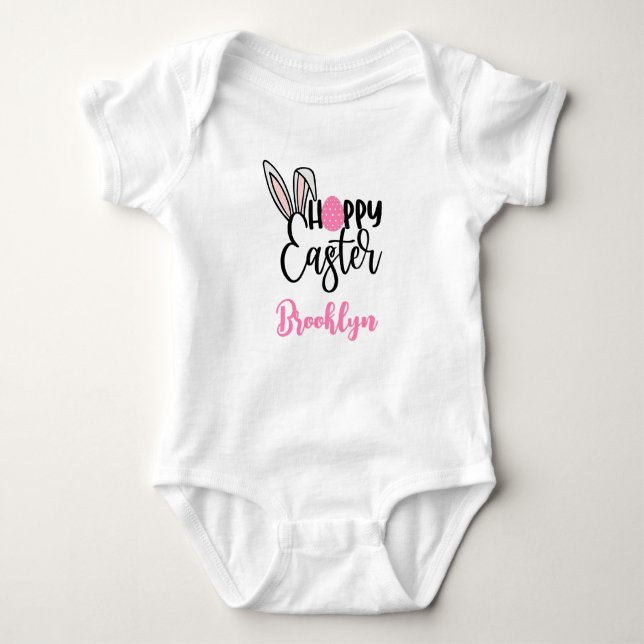 Personalised Happy Easter Baby One Piece Bodysuit (Front)