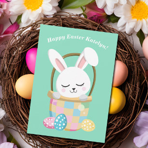 Personalised Happy Easter Bunny Cute Children's Card