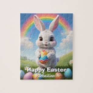 Personalised Happy Easter Bunny Kids Jigsaw Puzzle