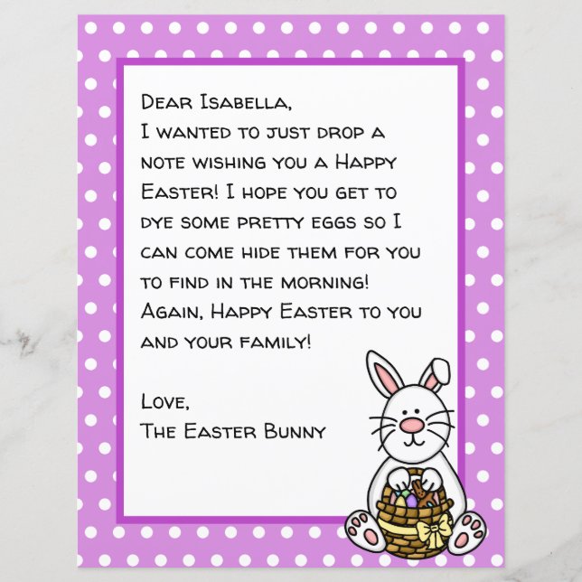 Personalised Happy Easter Bunny Letter  (Front)