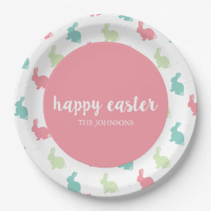 Personalised Happy Easter Bunny Paper Plates