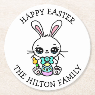 Personalised Happy Easter Bunny Seasonal Round Paper Coaster