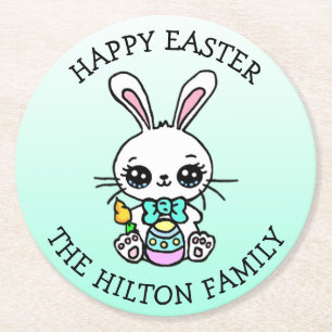 Personalised Happy Easter Bunny Seasonal  Round Paper Coaster