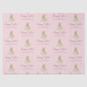Personalised Happy Easter Bunny Watercolor Pink Tissue Paper