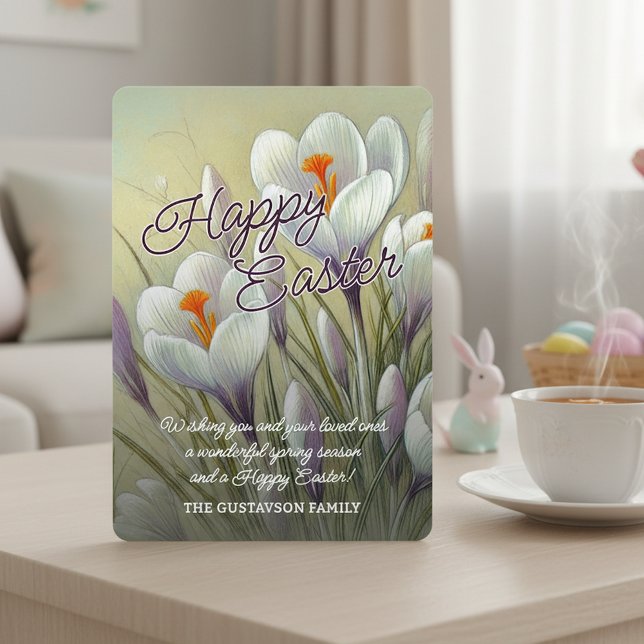 Personalised Happy Easter Crocus Floral Card (Creator Uploaded)