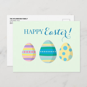 Personalised Happy Easter Eggs Colourful Holiday Postcard