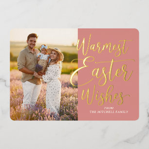Personalised Happy Easter Family Photo Gold Foil Holiday Card