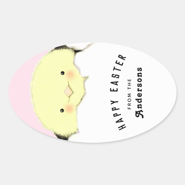 personalised Happy Easter Oval Sticker (Front)