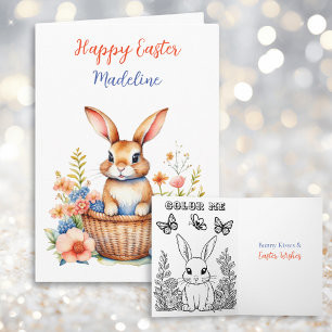 Personalised Happy Easter Plus Colouring Page Card