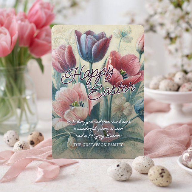 Personalised Happy Easter Tulips Easter Card (Creator Uploaded)