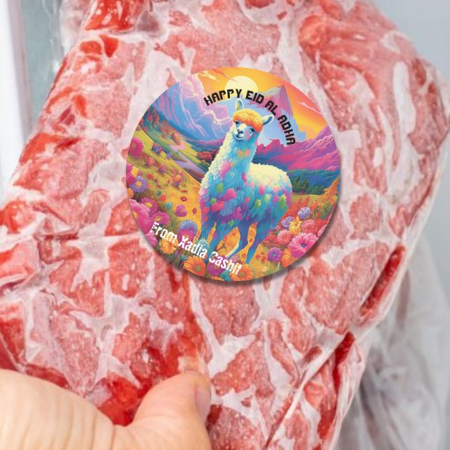 Personalised Happy Eid al Adha Classic Round Sticker (Creator Uploaded)