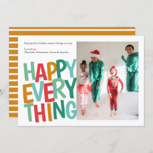 Personalised Happy Everything Colourful Christmas Holiday Card