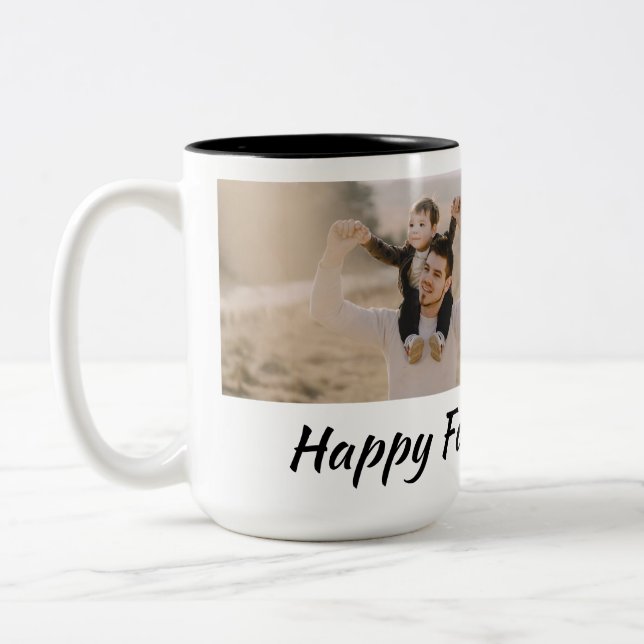 personalised happy Father's Day design Two-Tone Coffee Mug (Left)