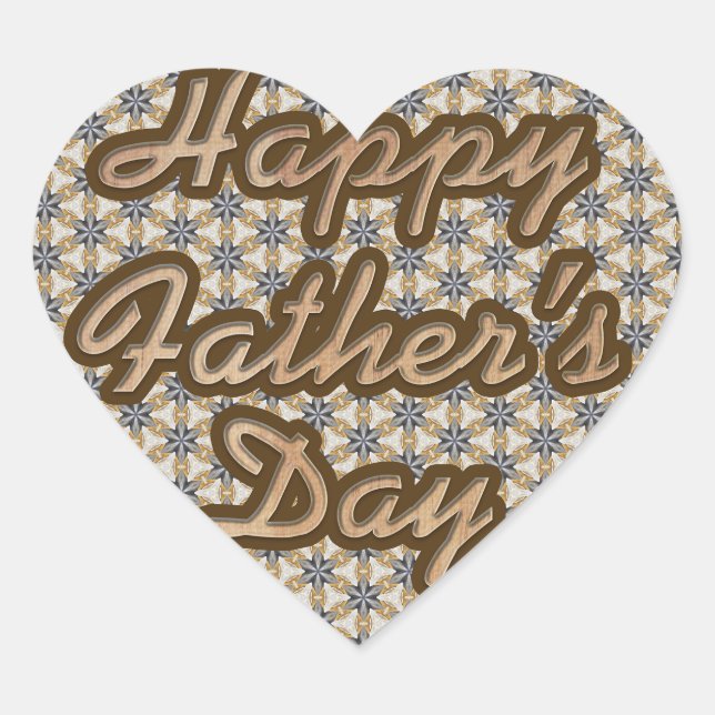 Personalised Happy Fathers Day Heart Sticker (Front)