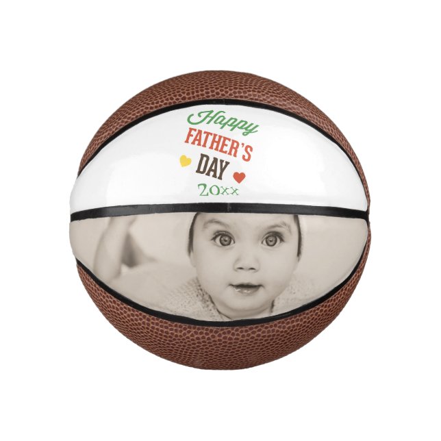 Personalised Happy Fathers Day Photo Gift Mini Basketball (Front)