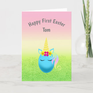 Personalised Happy First Easter Baby Boy Card