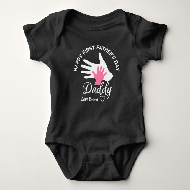 Personalised Happy First Fathers Day From daughter Baby Bodysuit (Front)