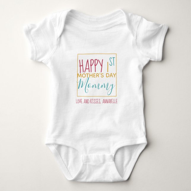 Personalised Happy First Mother's Day Baby Bodysuit (Front)