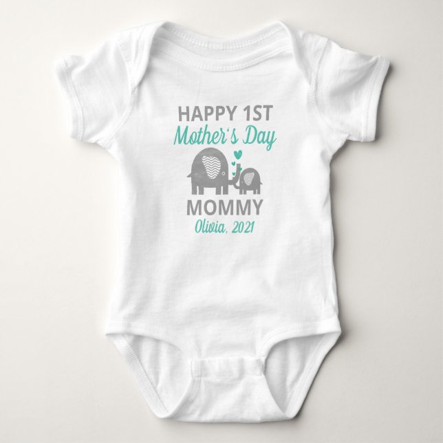 Personalised Happy First Mothers Day Baby Bodysuit (Front)