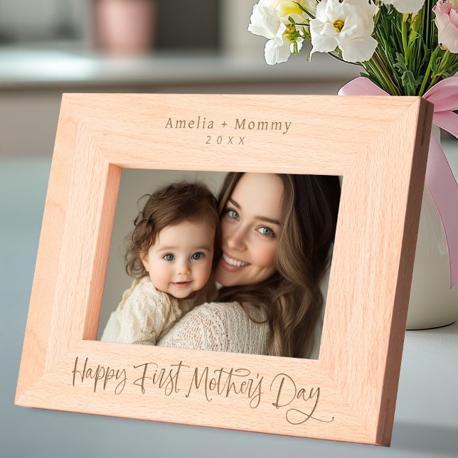 Personalised Happy First Mother's Day Etched Frames (Shown on 7" x 5" Landscape)