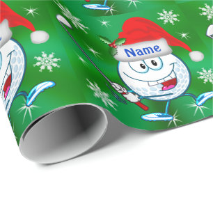 Personalised Happy Golf Christmas Wrapping Paper