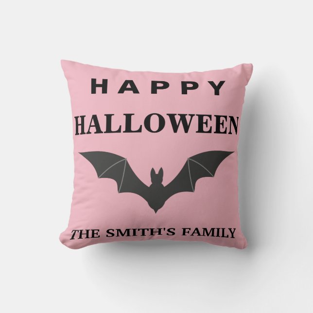 Personalised Happy Halloween Bat Cushion (Front)