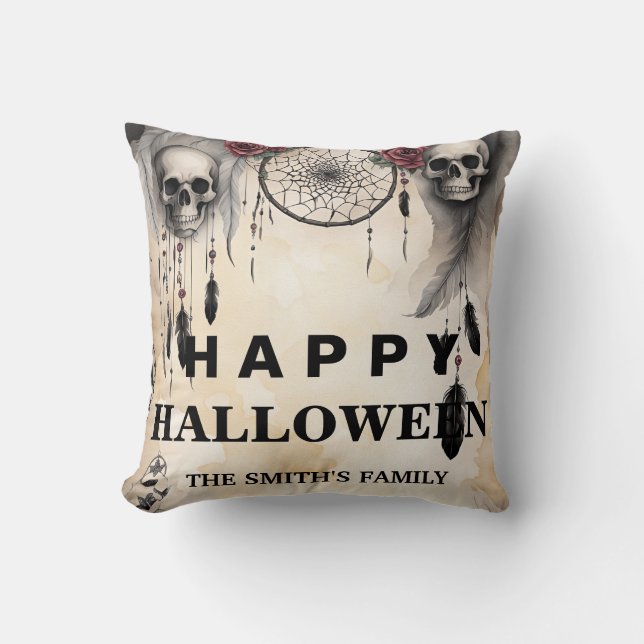 Personalised Happy Halloween Bat Cushion (Front)