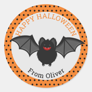 Personalised Happy Halloween Bat Sticker