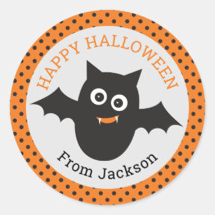 Personalised Happy Halloween Bat Sticker
