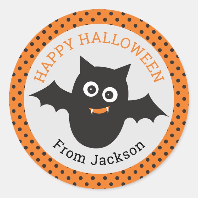 Personalised Happy Halloween Bat Sticker (Front)