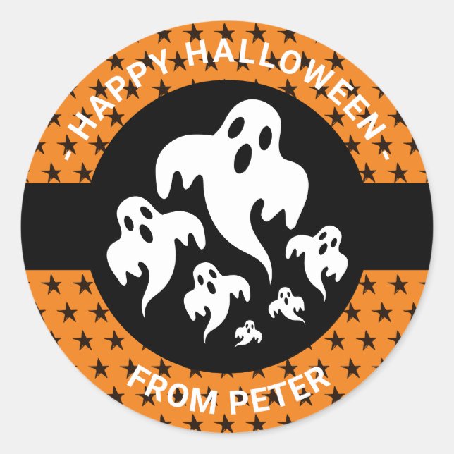 Personalised Happy Halloween Boo Kids Sticker (Front)