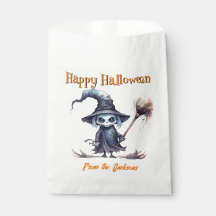 Personalised Happy Halloween CREEPY SKELETON WITCH Favour Bag