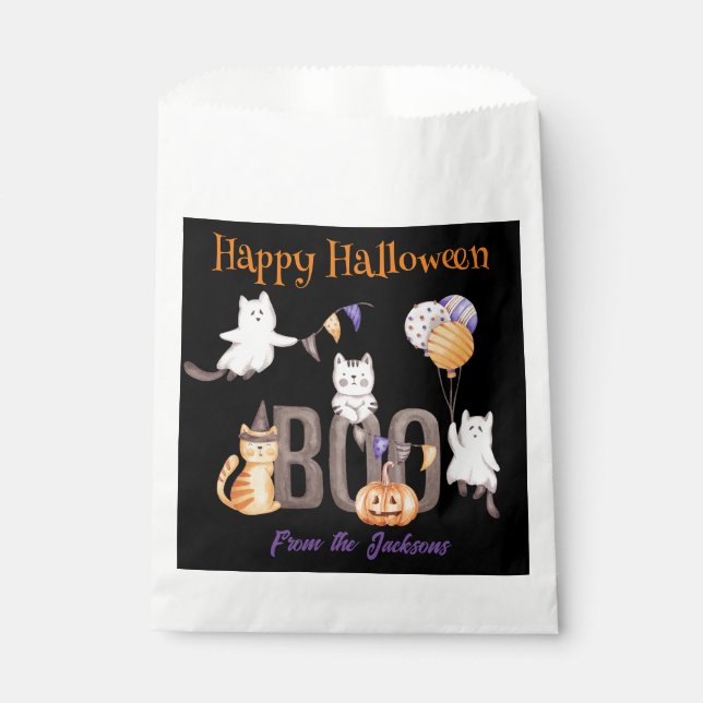 Personalised Happy Halloween | KITTENS & BOO Favour Bag (Front)