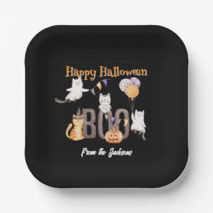 Personalised Happy Halloween   KITTENS & BOO Paper Plate
