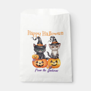 Personalised Happy Halloween KITTENS & PUMPKINS Favour Bag