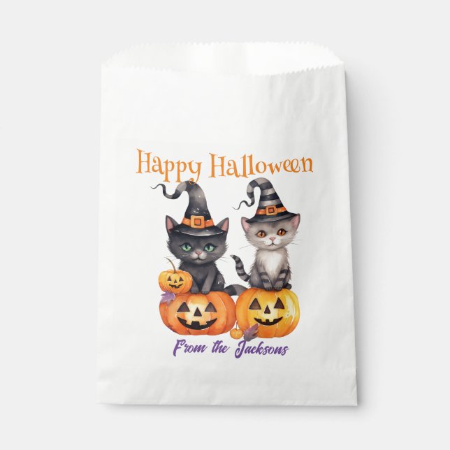 Personalised Happy Halloween | KITTENS & PUMPKINS Favour Bag (Front)