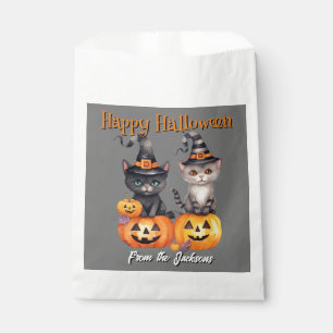 Personalised Happy Halloween KITTENS & PUMPKINS Favour Bag