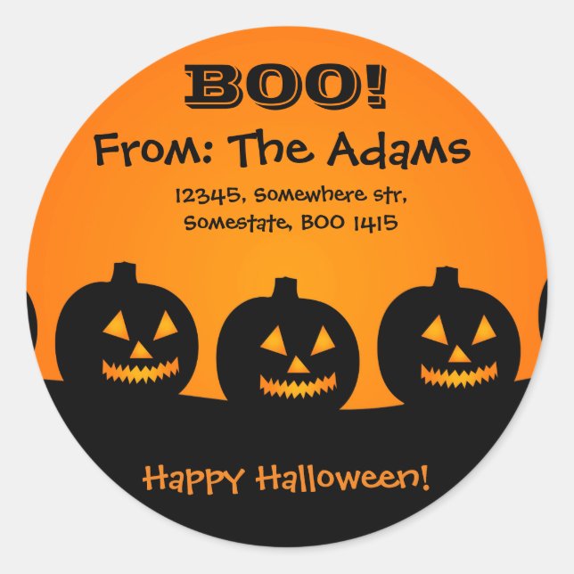 Personalised/Happy Halloween/Pumpkins Adress Label (Front)