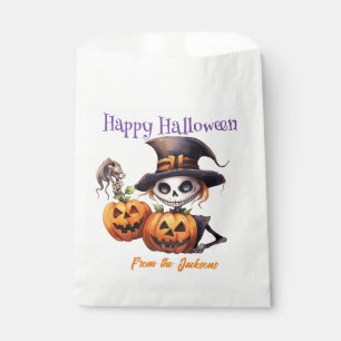 Personalised Happy Halloween SKELETON & PUMPKINS Favour Bag