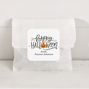 Personalised Happy Halloween Treat Bags Square Sticker
