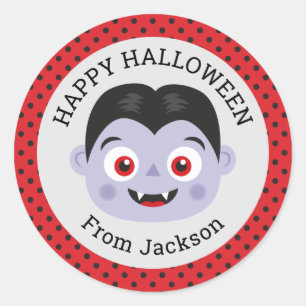 Personalised Happy Halloween Vampire Round Sticker