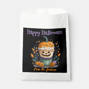 Personalised Happy Halloween WEIRD PUMPKIN CUPCAKE Favour Bag