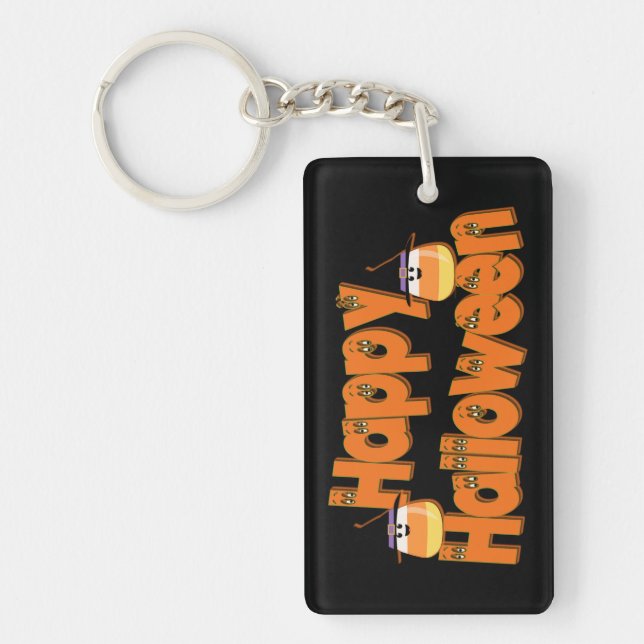 Personalised Happy Halloween Whimsical Key Chain (Front)