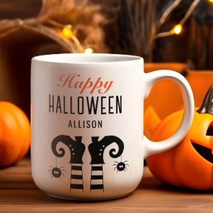 Personalised Happy Halloween Witch Feet  Coffee Mug