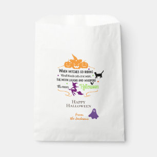 Personalised Happy Halloween Witches Go Riding Favour Bag